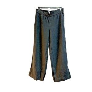 Daily Ritual Wide Leg Black Linen Elastic Waist Pockets Womens Sz 14